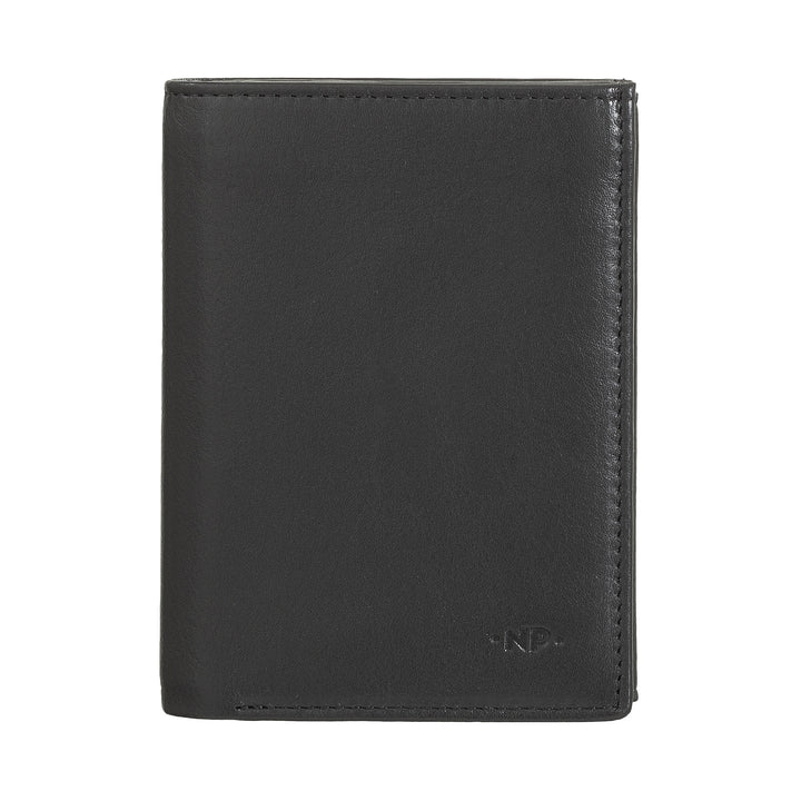 Portefeuille vertical en cuir Nappa avec porte-monnaie et porte-cartes de crédit