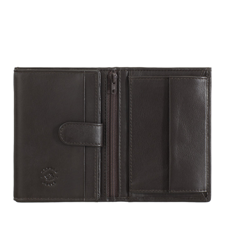 Portefeuille vertical en cuir Nappa avec porte-monnaie et porte-cartes de crédit