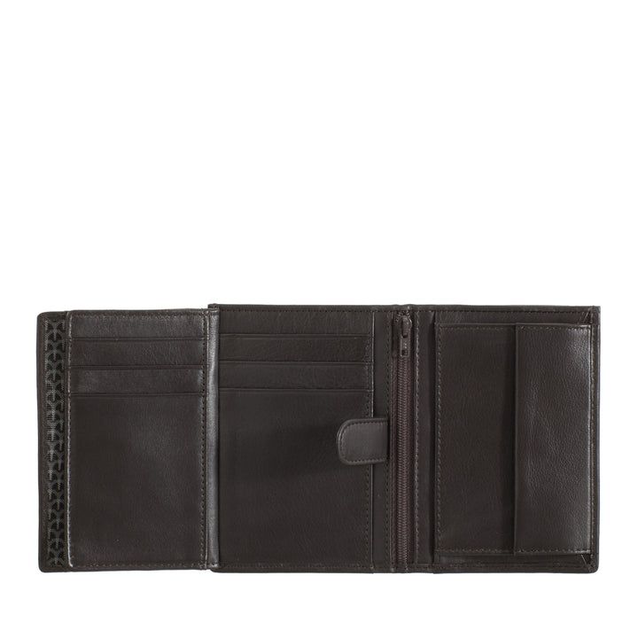 Portefeuille vertical en cuir Nappa avec porte-monnaie et porte-cartes de crédit