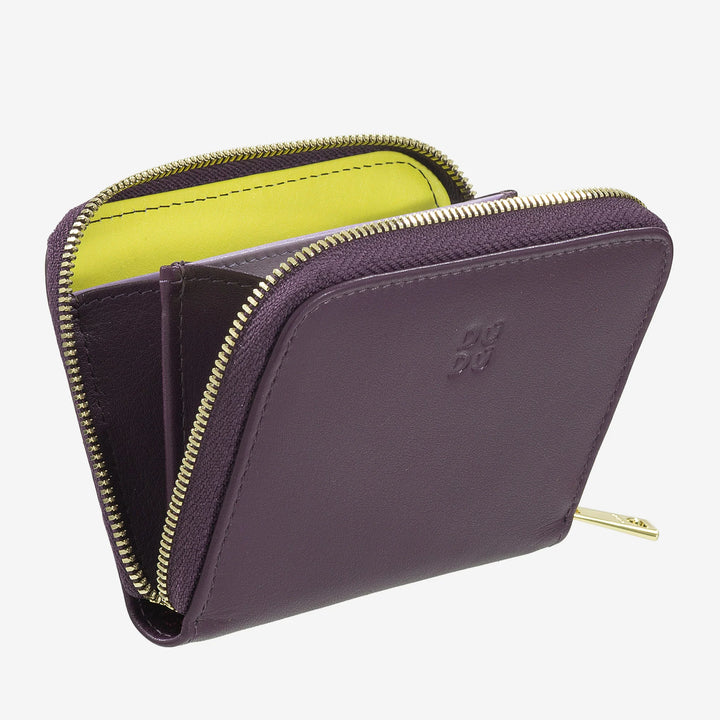 DUDU kleine portemonnee voor heren en dames van gekleurd leer met ritssluiting, kaartvakken, compacte portemonnee