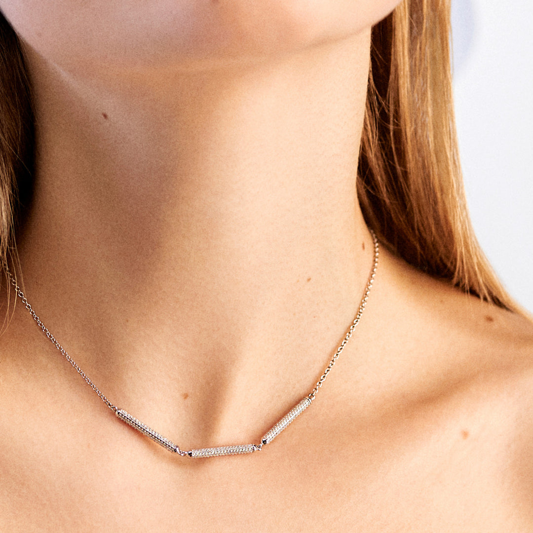 Rosé -Halskette weiße Halshöhe Silber 925 Kubikzirkonia rzbi.10