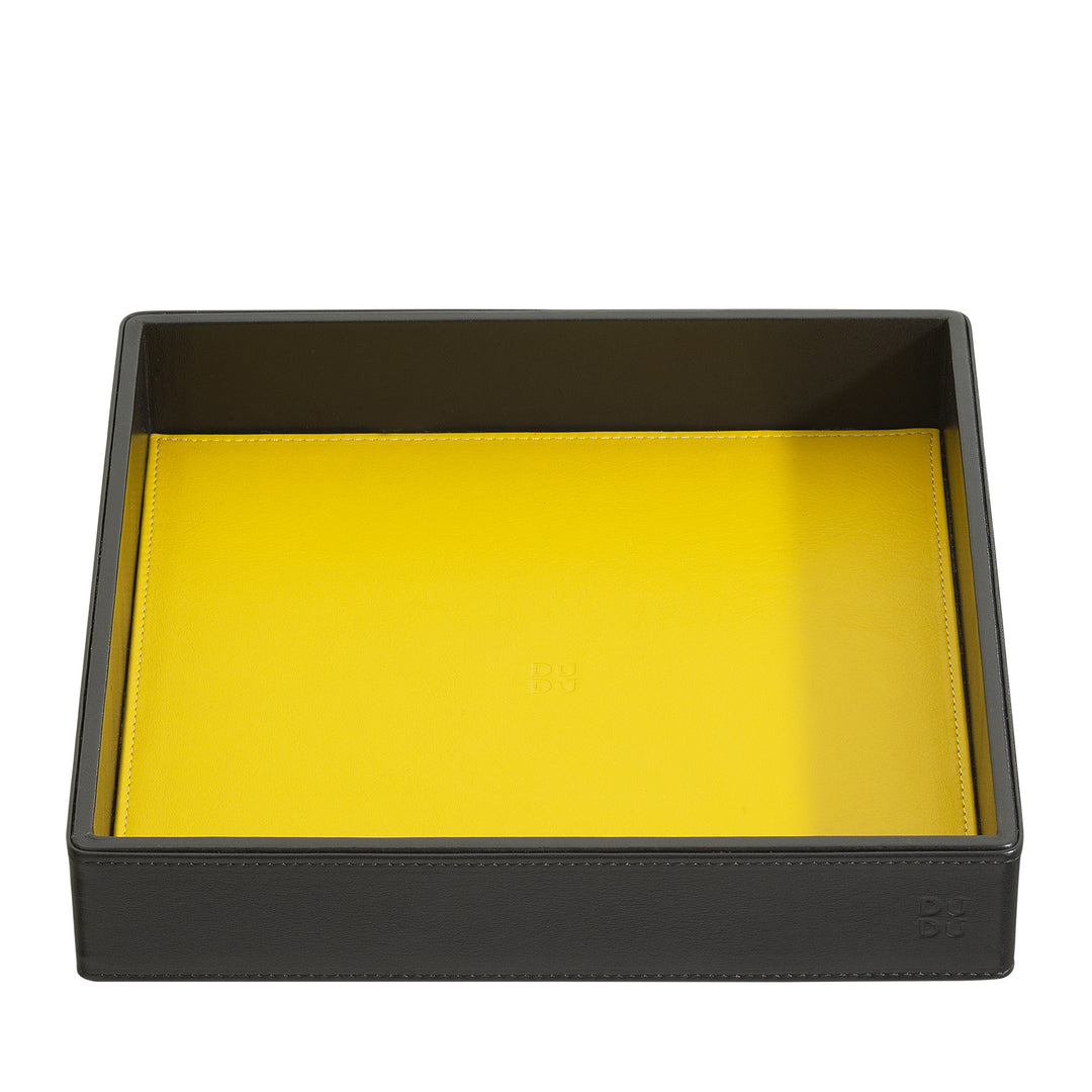 DUDU Designer-Taschentablett aus farbigem Leder für den Eingangsbereich mit Geschenkbox