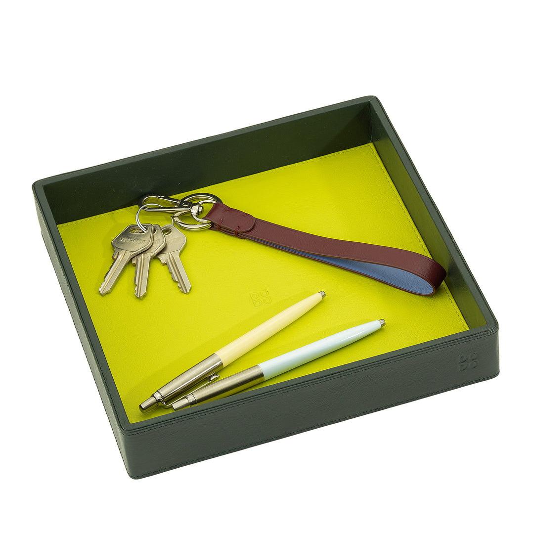 DUDU Designer-Taschentablett aus farbigem Leder für den Eingangsbereich mit Geschenkbox