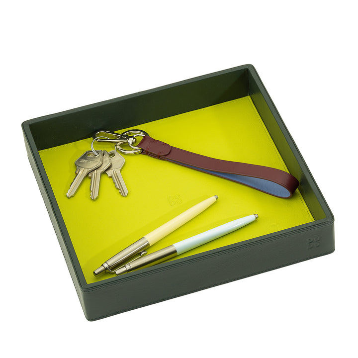 DUDU Designer-Taschentablett aus farbigem Leder für den Eingangsbereich mit Geschenkbox
