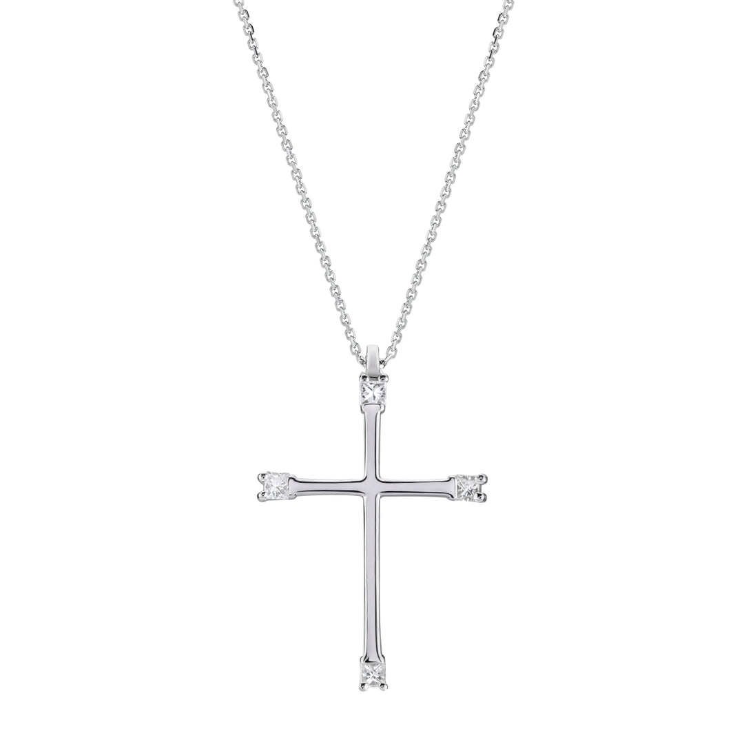 Golay groot kruis collier met 4 prinses diamanten PCR003DI2-18082110082