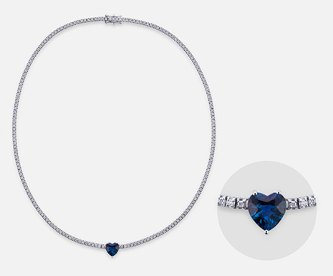 X-Diamond cl tennis 9kt lab g.d. blue heart ct. total 4.26 XDGTQ07WBZ375