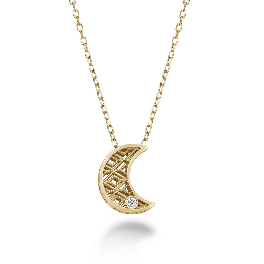Nihama cl 18k geelgouden maan diam. ct.0,01 NDLUNAO1