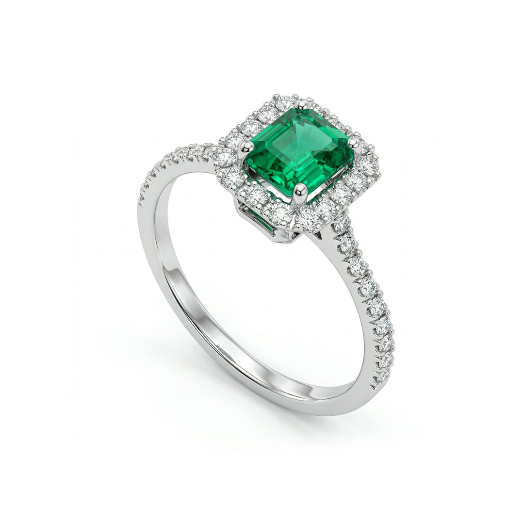 Achteckiger Golay-Smaragdring 6x5 und Diamantkontur ACLC072DISM1-23213110001