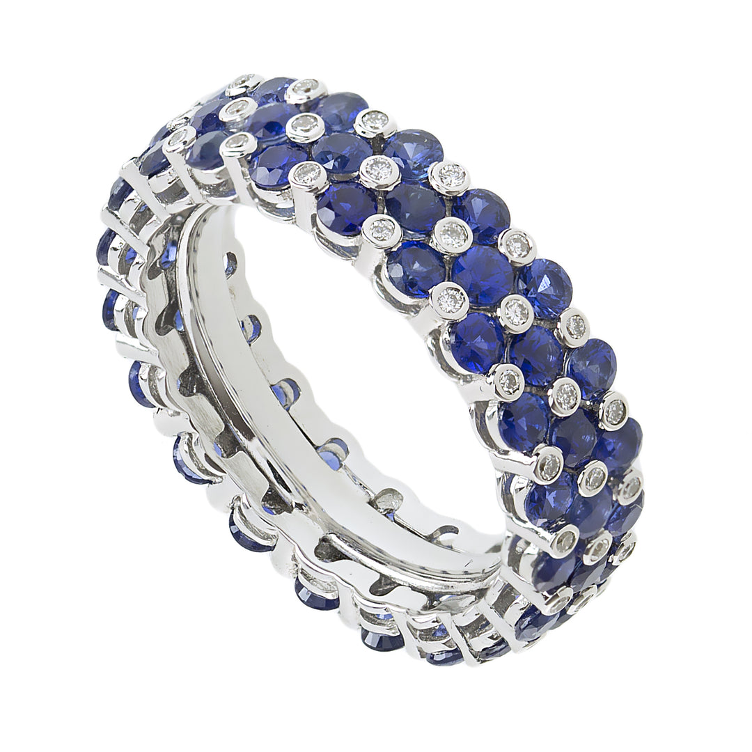 Golay 3-row ring ring with diamonds and sapphires AB2781BS-17355000052