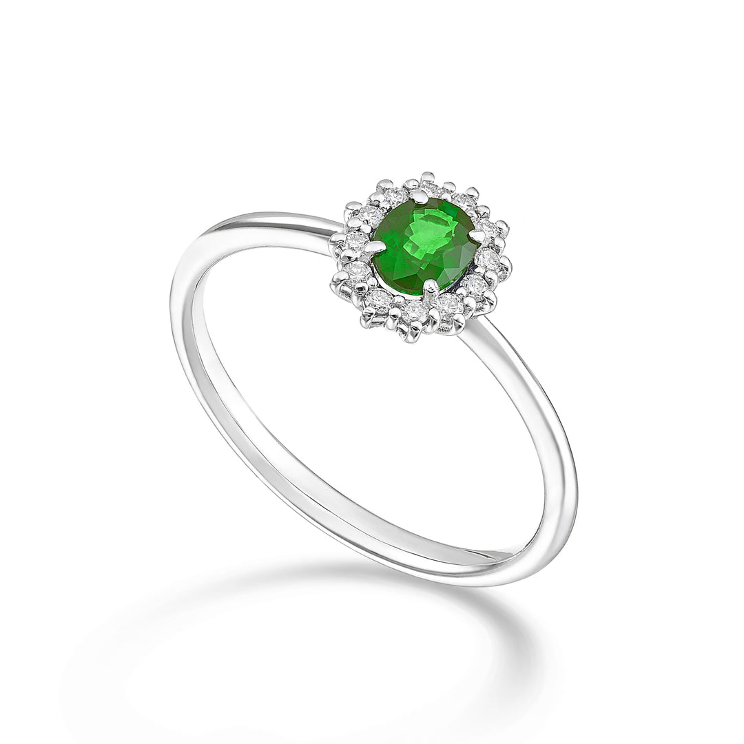 Nihama een 18k ovale smaragd 5x4 ct.0,30 diam. 0,10 ct NA5167O4BE