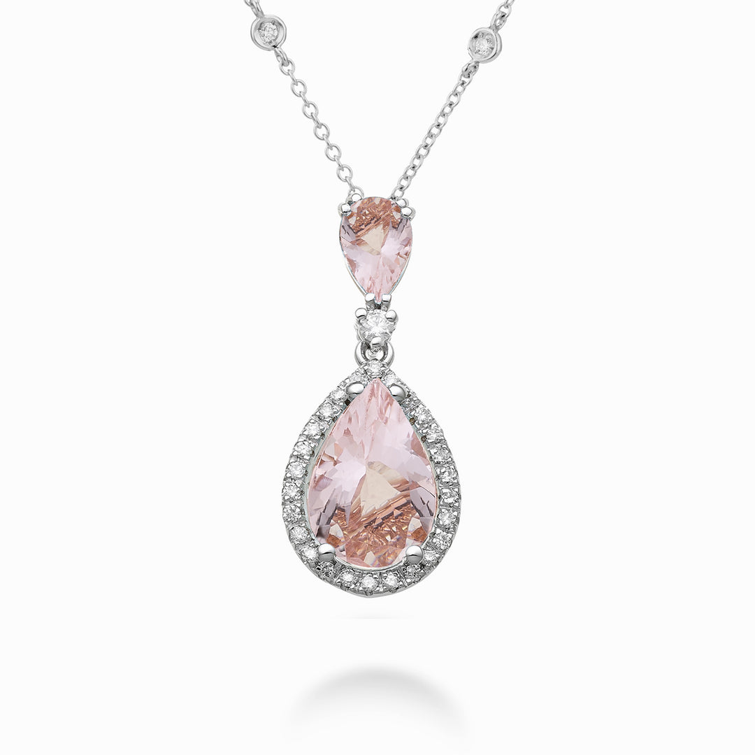 Golay ketting druppel morganieten 8x6 en 6x4 en diamanten PCLC209DMO68-23250110100