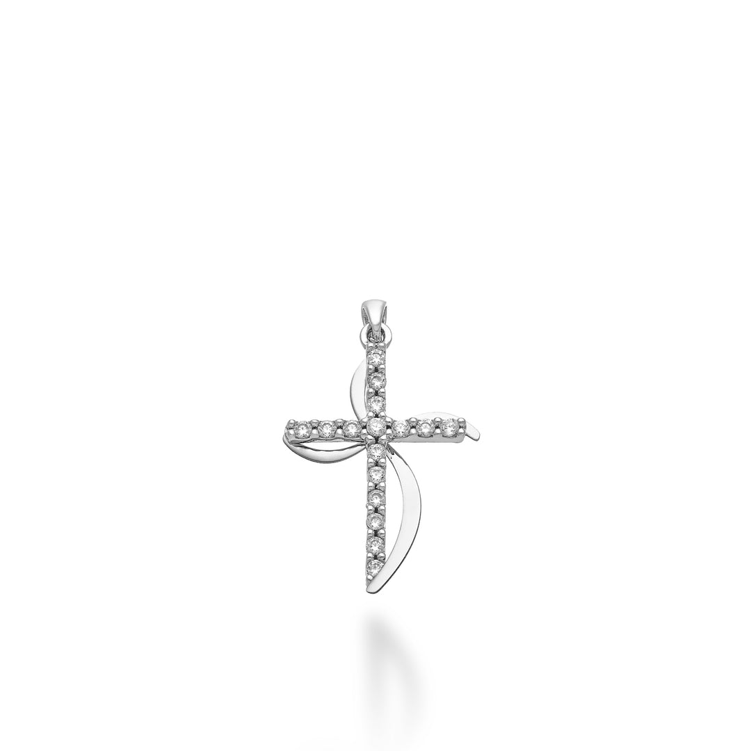 Nihama pe 18k 0,15 ct witgouden kruis 1,7 cm NP5023O4BR015