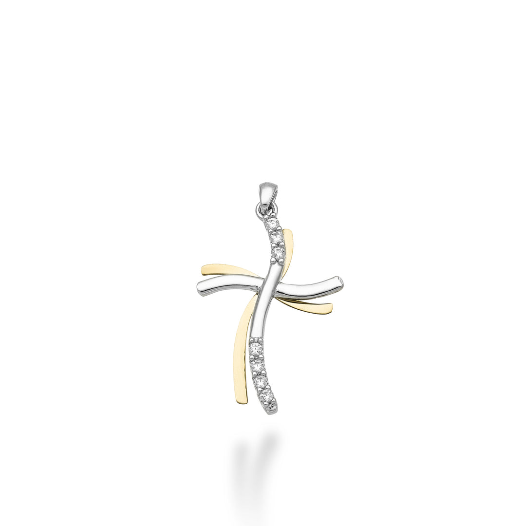 Mikiko pe 18k 0,07 ct croix en or blanc/jaune 1,8 cm MP5016O7BR007