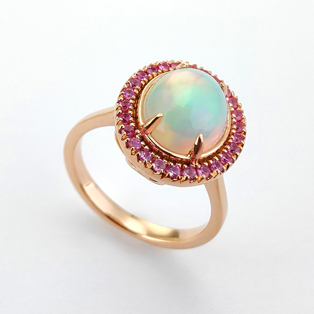 Golay-Cabochon-Opalring 10x8 und Zaff-Umriss. rosa ACLC430ZPOP-24080110056