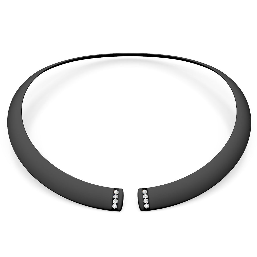 Golay choker in zwart titanium en diamanten op de opening, medium GD012DINE