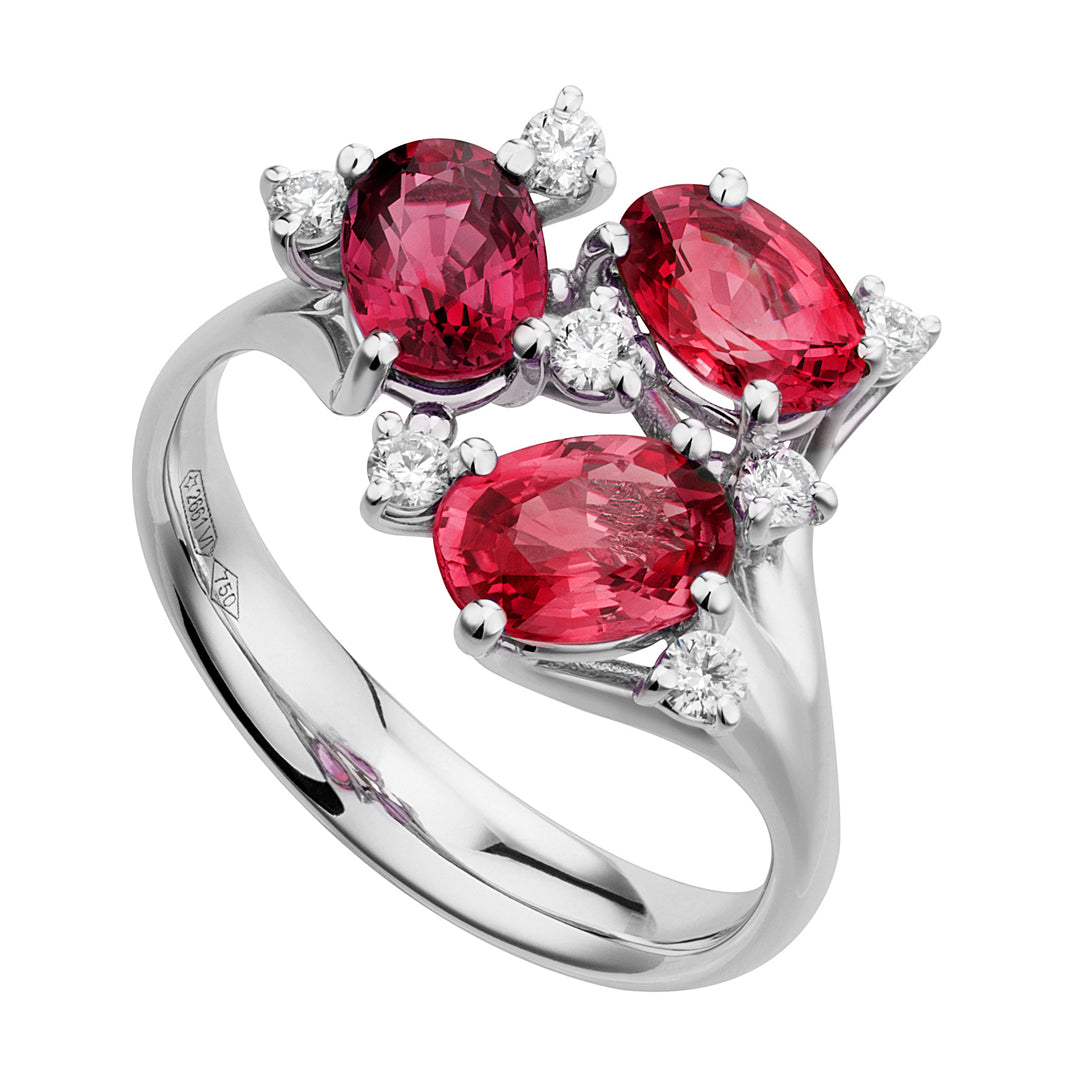 Golay trilogy ring with 6x8 rubies and diamonds ATRM001DIRU1-23090110191