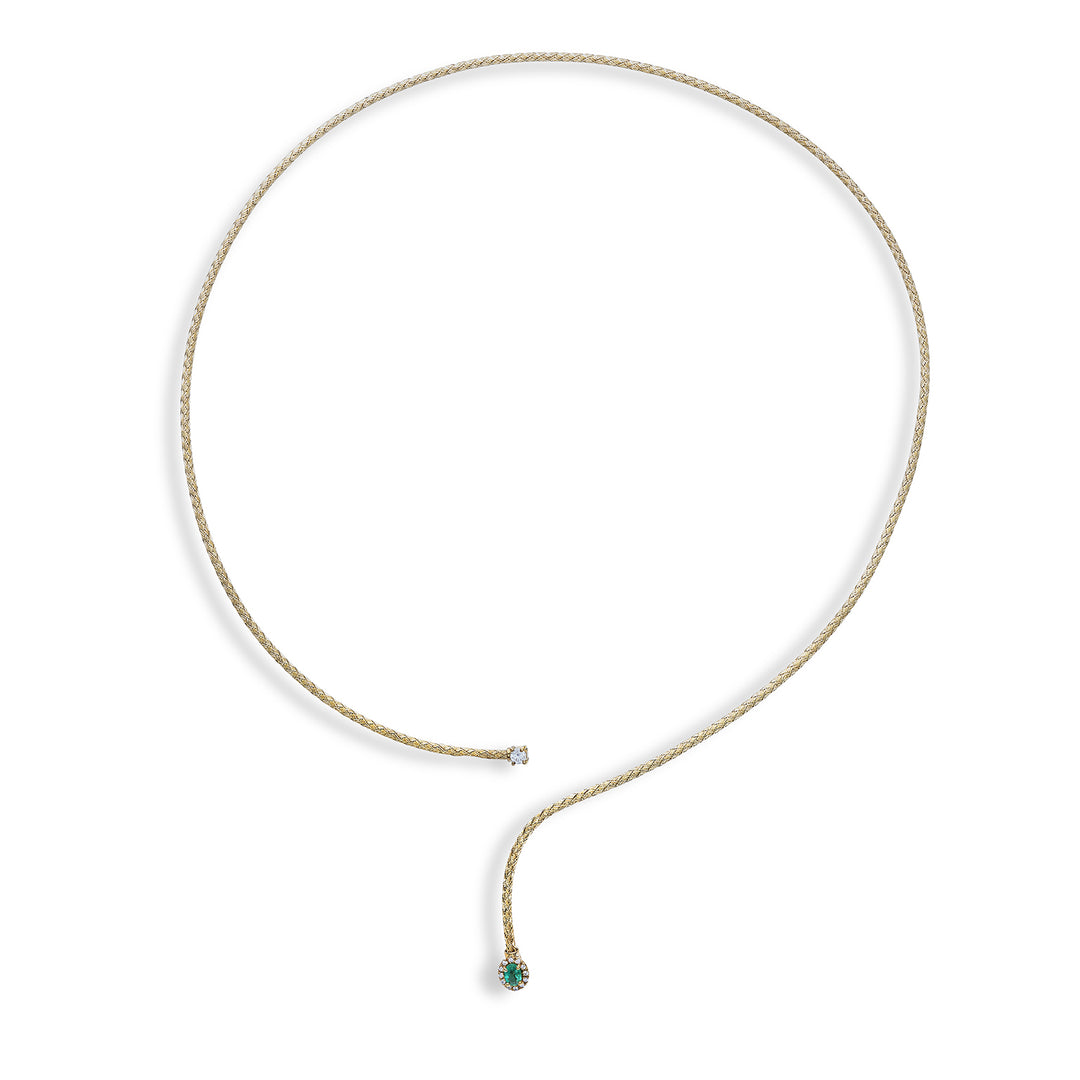World Diamond Group cl 18k ovales natürliches Smaragdgeflecht 4x3 ct.0,16 Durchm. 0,13 ct Gelbgold GDMAGLIA02DISMO1