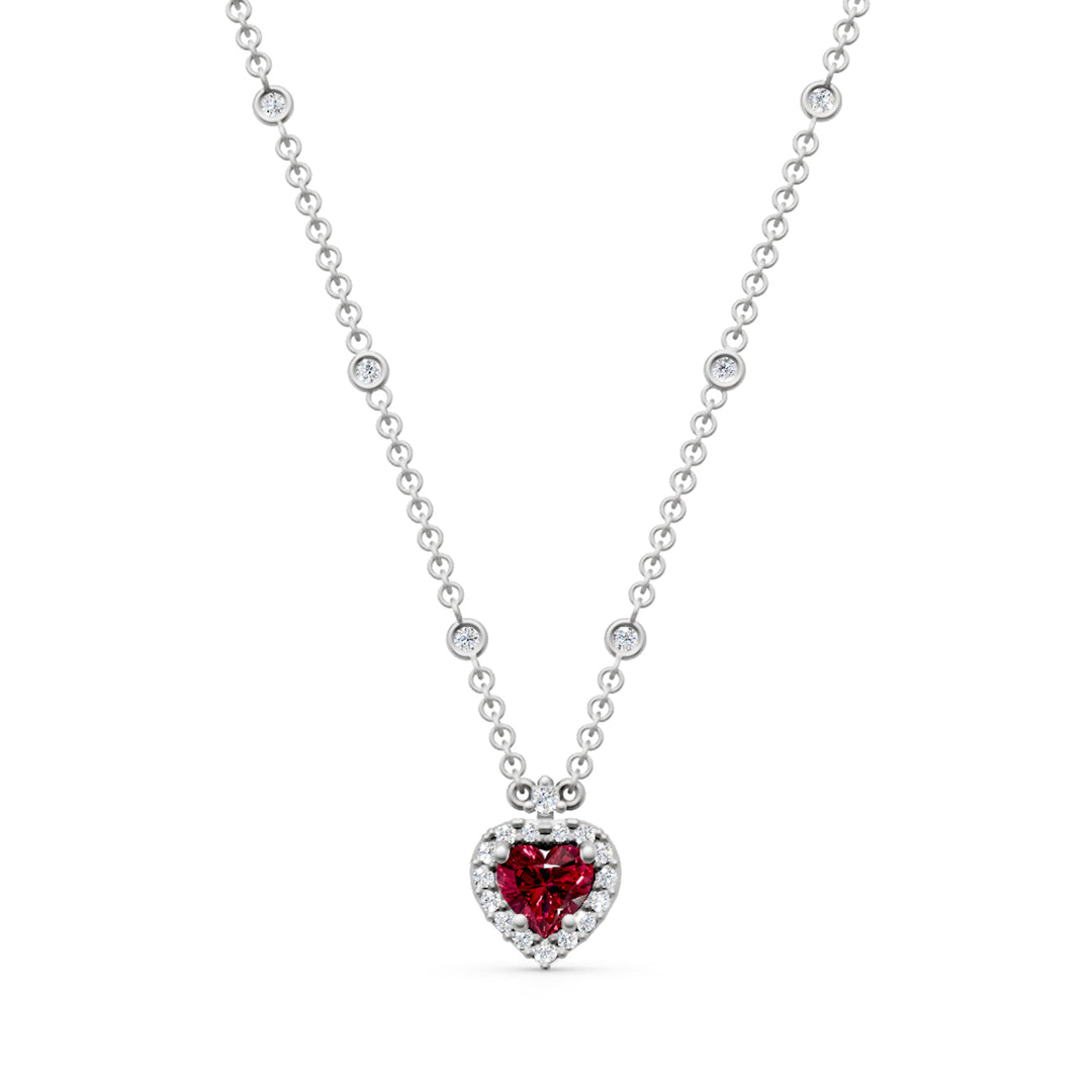 Golay 5x5 heart and contour ruby pendant necklace GCLC528DRU55-24269110114