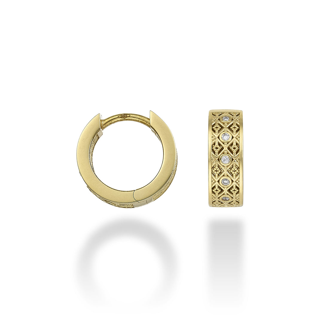 Mikiko oder 18 Karat runder Texturdiam. 0,05 ct Gelbgold-Diam. Ost. 12 mm MO5064O1BR005