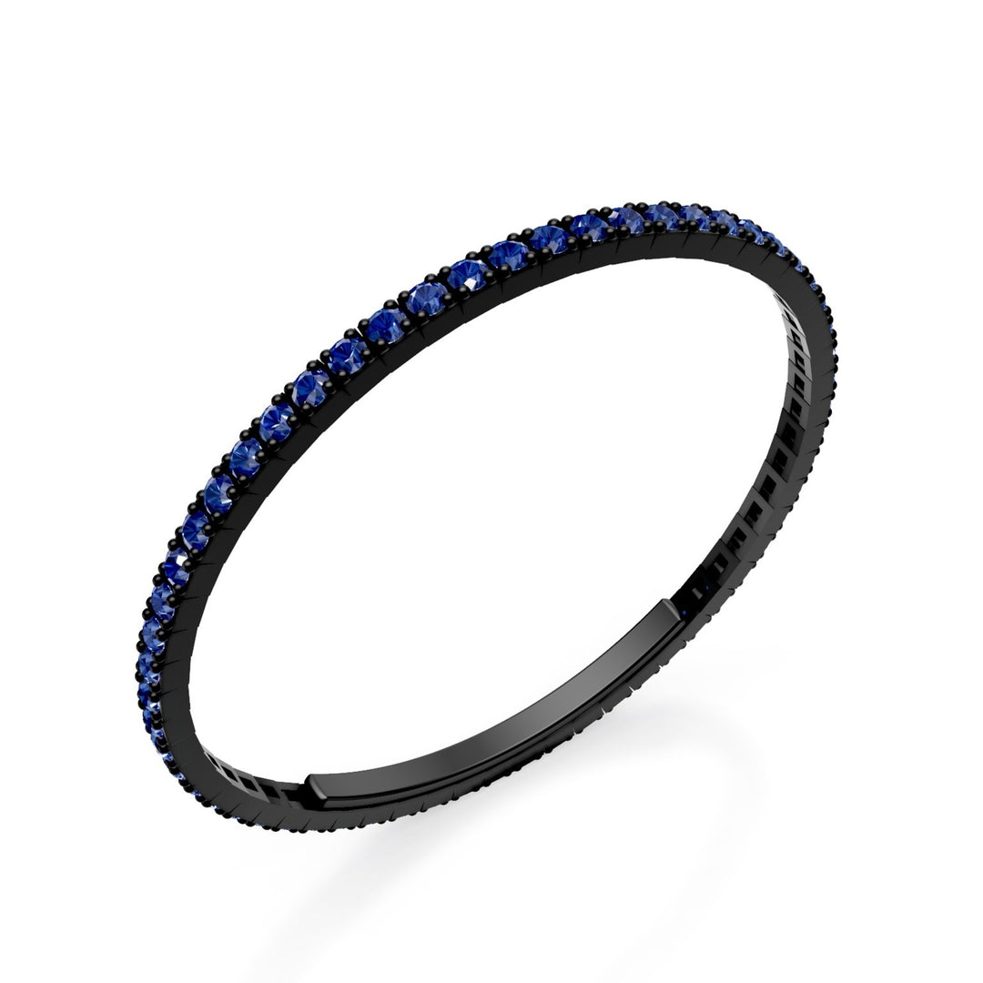 X-Diamond zwarte titanium tennisarmband geheel bezet met saffieren, met vlindersluiting, 18cm, derde maat LXDBRT013ZANE-180