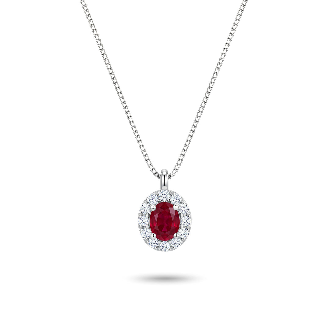 Nihama cl 18k ovaler Rubin 4x3 mit Diamantumrandung ND5201O4RBC