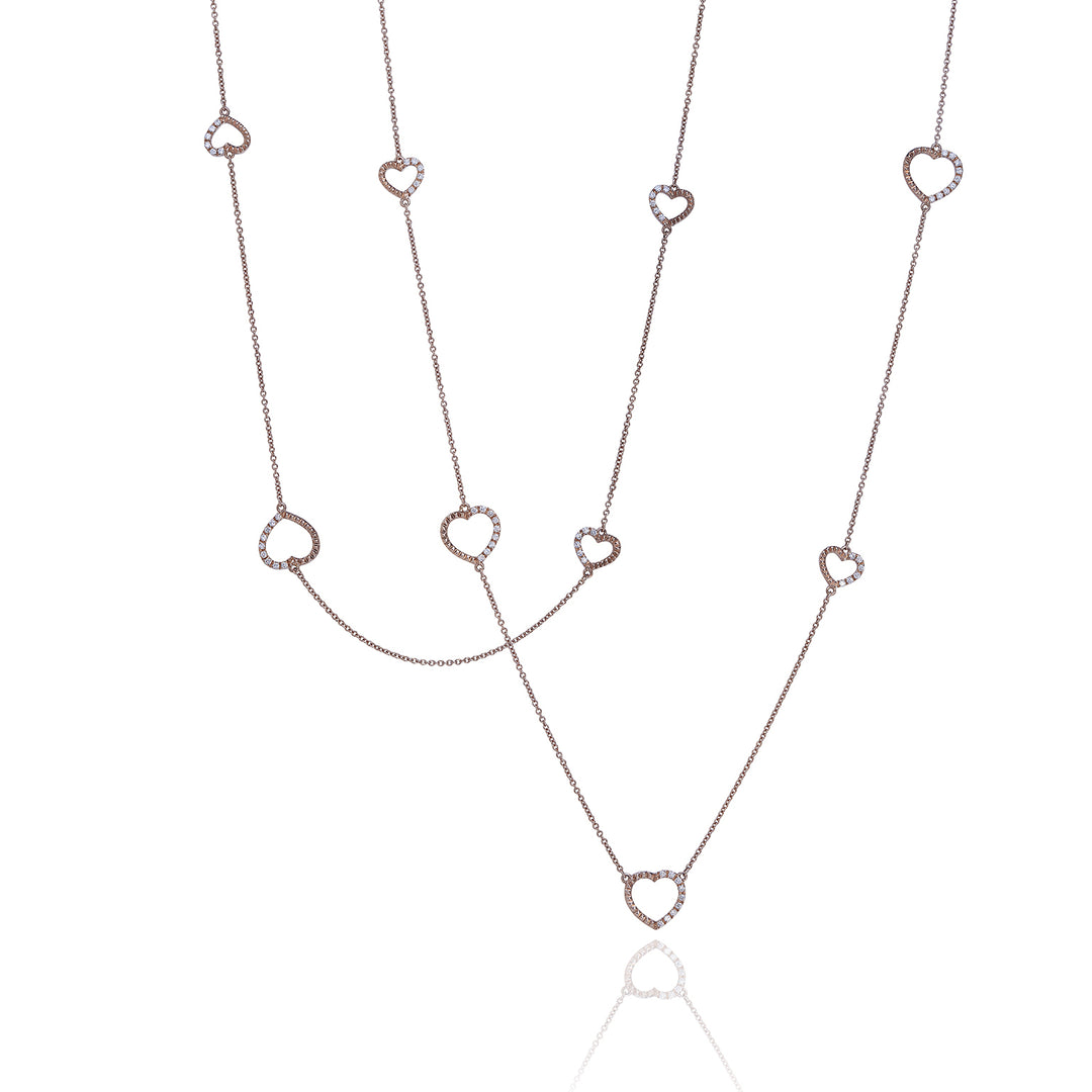 Golay long love me ketting met hartjes totaal ct. 0,57 GFCU012DI1-22074110035