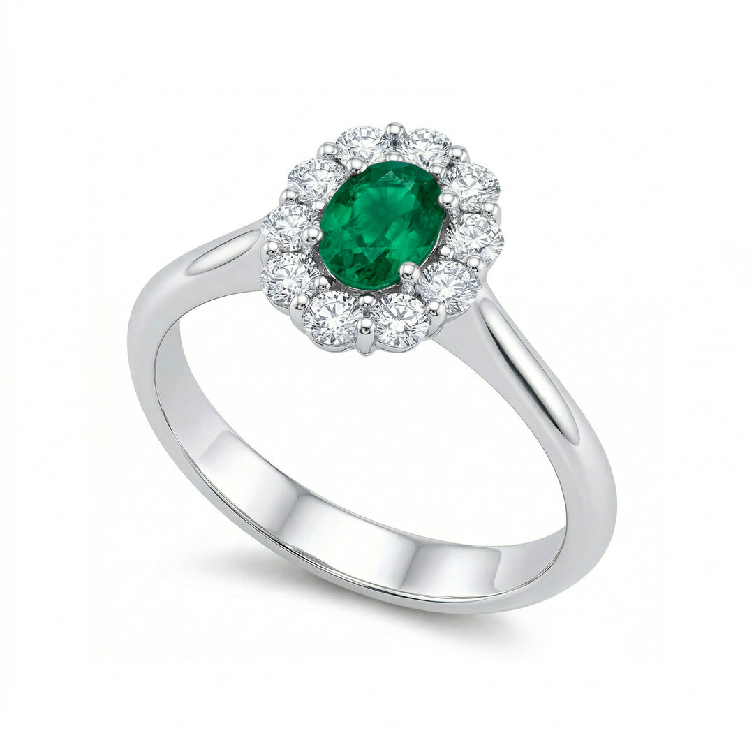 Golay oval emerald ring 6x4 and diamonds ACL042DISM-26111110389
