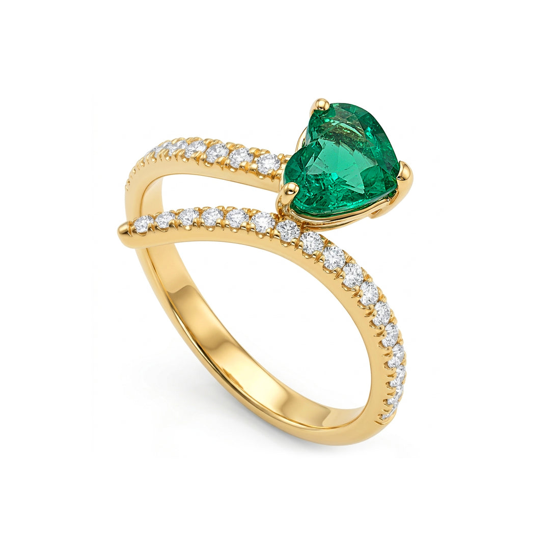 Golay emerald heart ring 6x5 open embedded shank ACL848DSM65G-26075110175