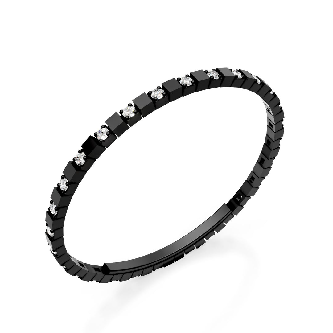 X-Diamond zwarte titanium tennisarmband lab g.d. afwisselend met vlindersluiting, 18cm, tweede maat LXDBRT012ALDINE-180