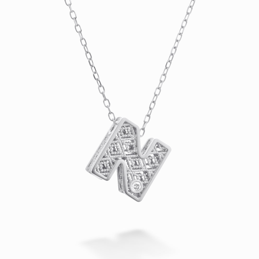 Mikiko cl 18k letter n witgoud diam. ct.0,01 MDLETNO4