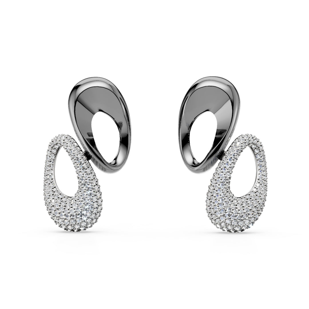 Golay two-tone black and white earrings, pave&