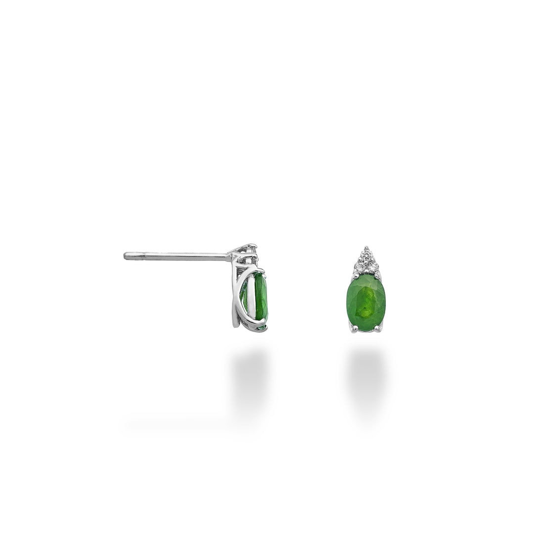 Mikiko oder 18 Karat ovaler Smaragd 6x4 und drei Diamanten MO5171O4BE