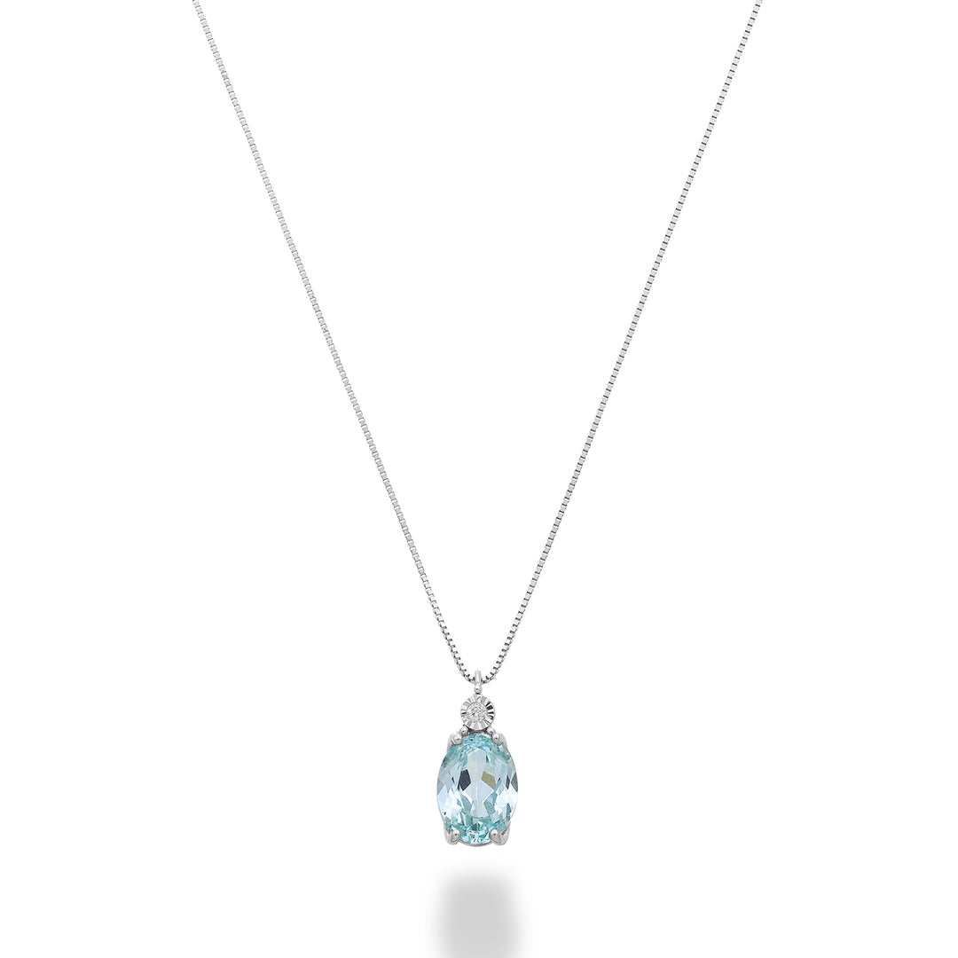 Nihama cl 18k oval paraiba tourmaline 7x5 with diamond ND5186O4PAR