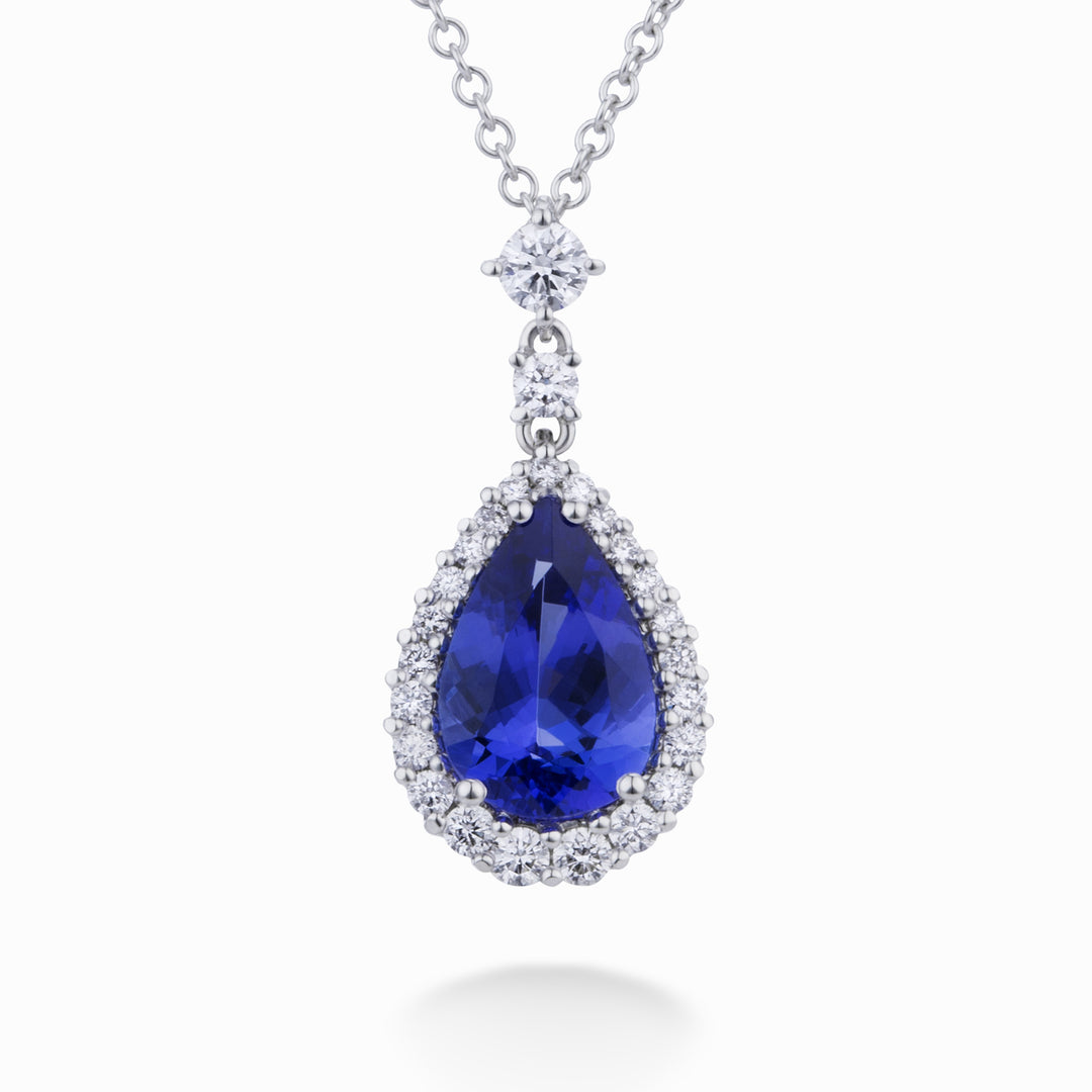 Collier Golay tanzanite goutte 13x9 et contour diam PCLC073DITZ2-21363110013