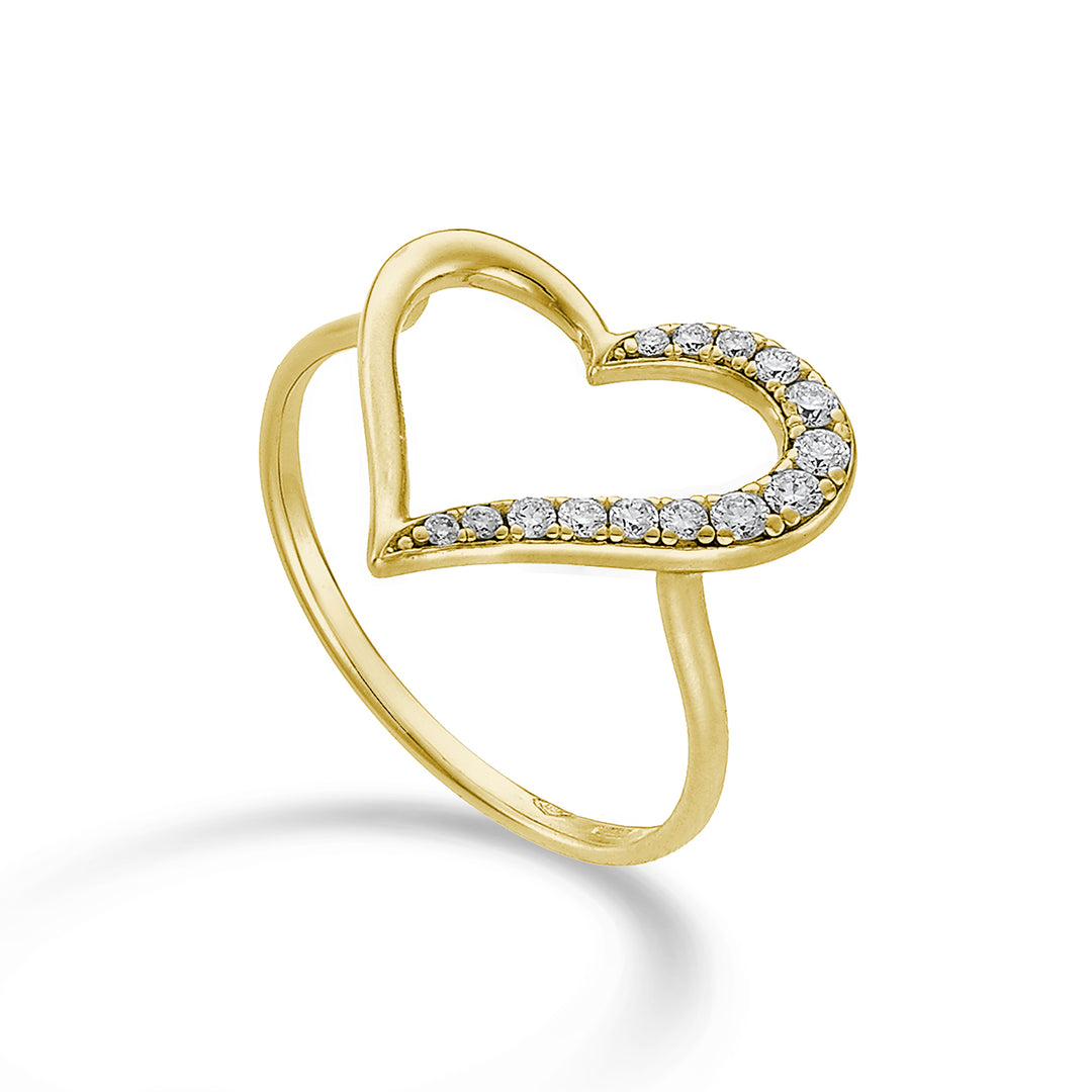 Nihama een 18k groot hart, half gladde geelgouden diam. 0,18 ct NA5137O1BR018