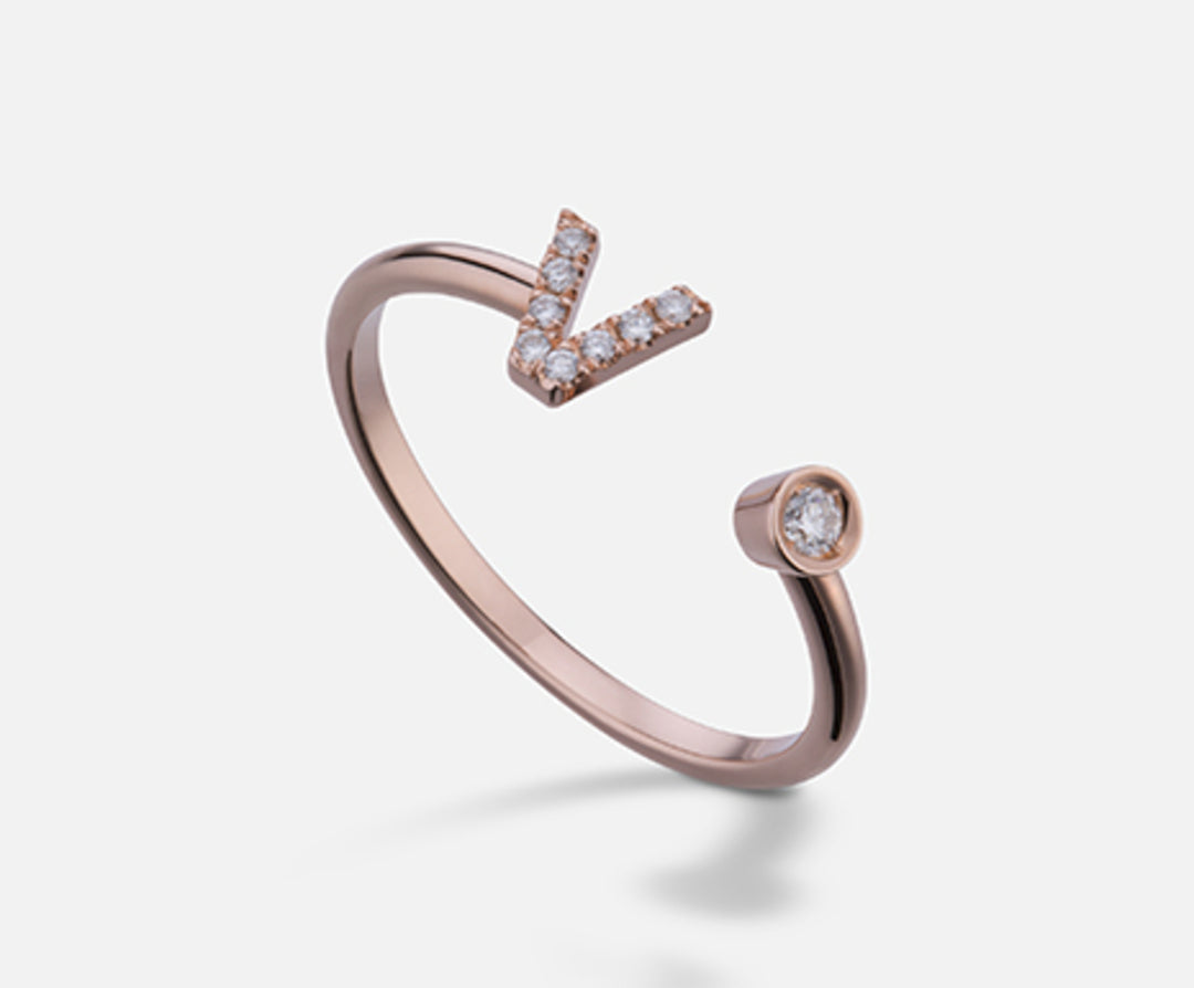 Golay an 9k letter v small rose gold diam. ct.0.07 GAFVD1R3