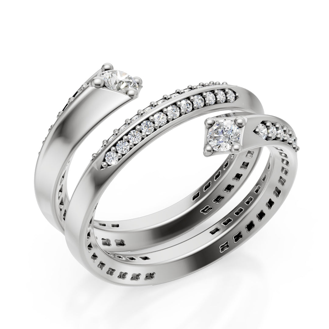 Golay centrale witgouden dubbele spiraalring 0,08ct AF054BDI-25027110058