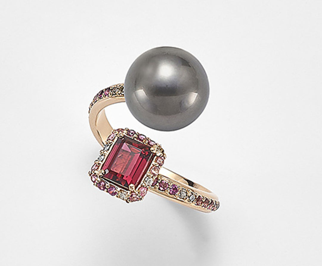Golay, 18 Karat SSPB, 10/11 ct. 0,16, brauner Diam, rosafarbener Turmalin und Rhodolit GA0772O3SANE100