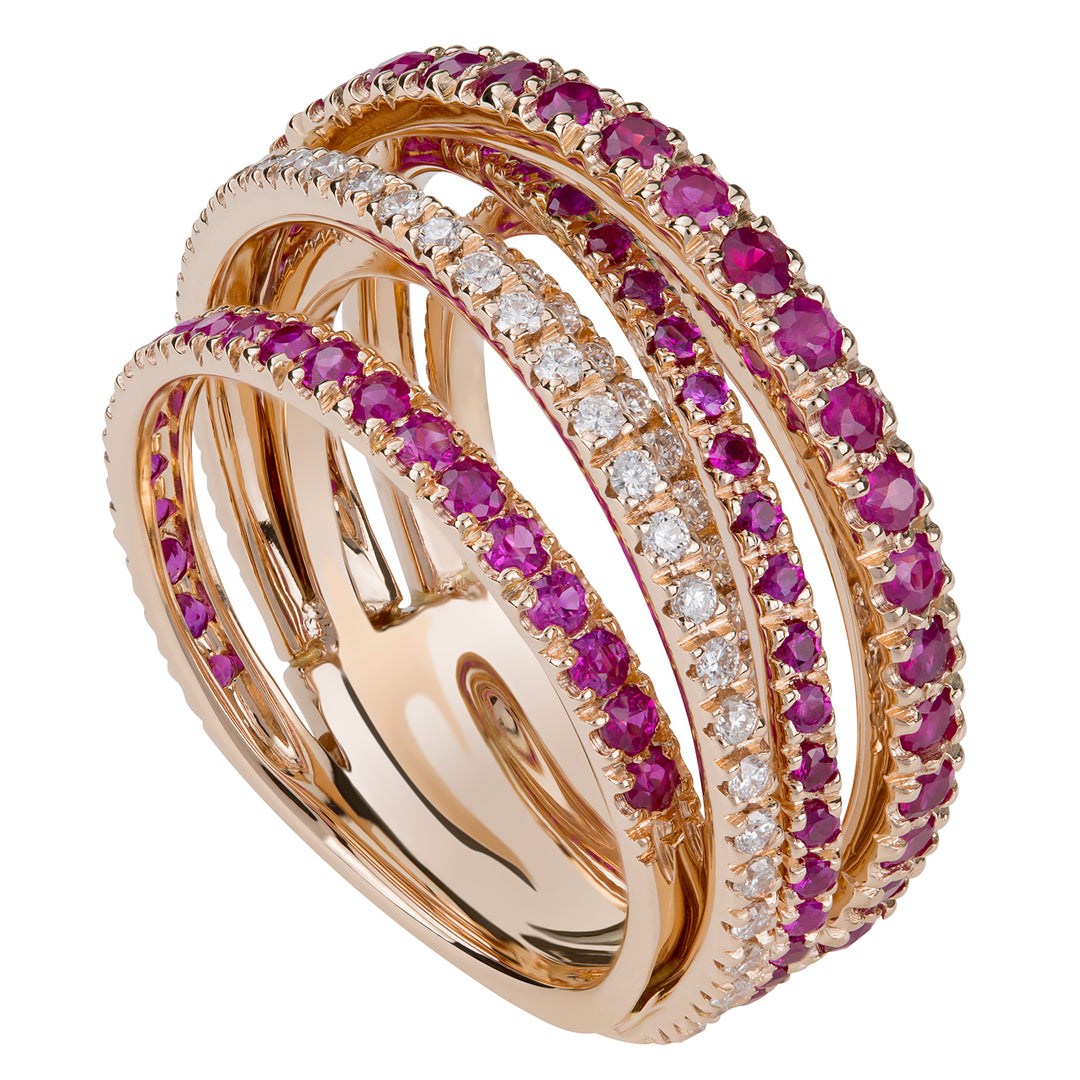 Golay pave diamant en robijn verweven ring APV020DIRU4-18032110059