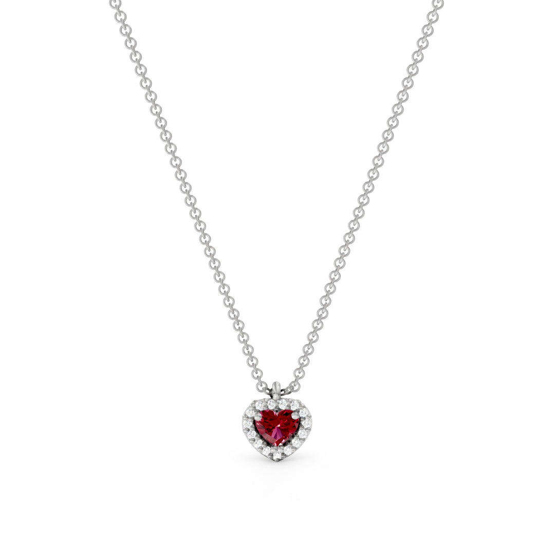 Golay ketting met centraal robijnhart met omlijning PCT003DIRU1C-24304110054