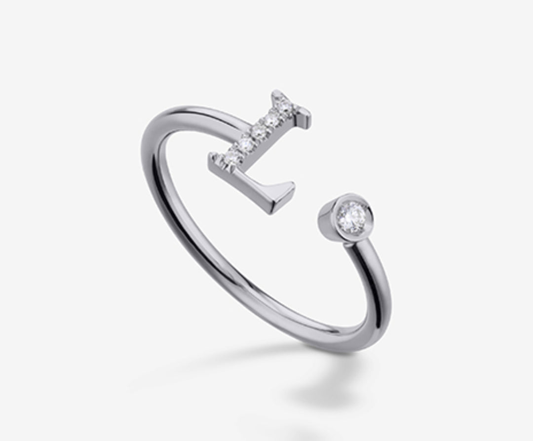 Golay une lettre l 9k grand diamètre en or blanc. ct.0,06 GAFLD2R4
