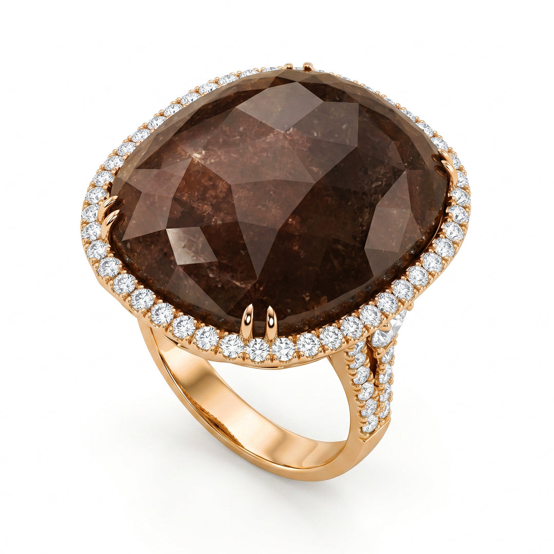 Golay-Ring mit braunem ovalem Cabochon und Umriss APU324DIBW-19246110047