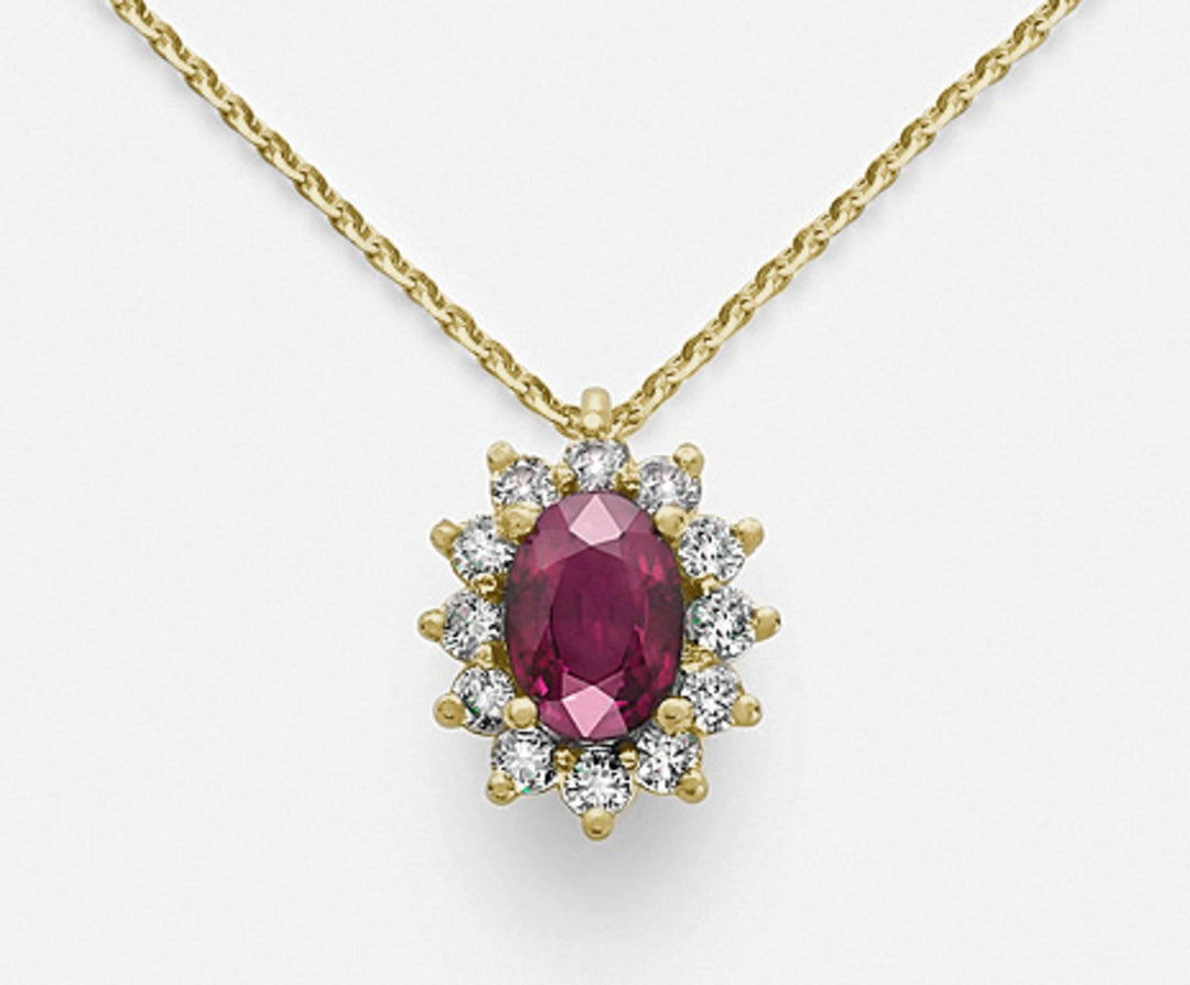 Nihama cl 18k rubis n. ovale 7x5 ct. 0,85 diamètre. Or jaune 0,30 ct ND5048O1RBN085