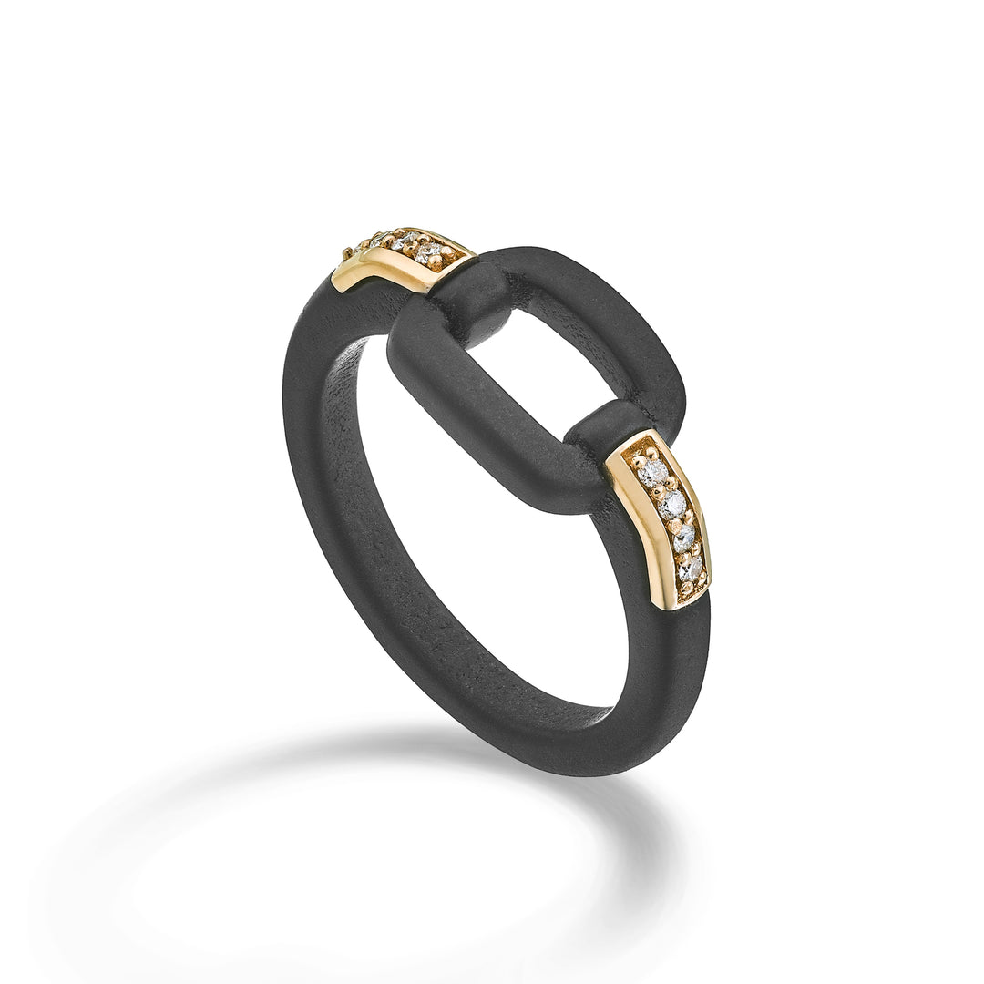 Golay titanium ring met 18k roségouden elementen bezet met diamanten GAN030O3DINE-13