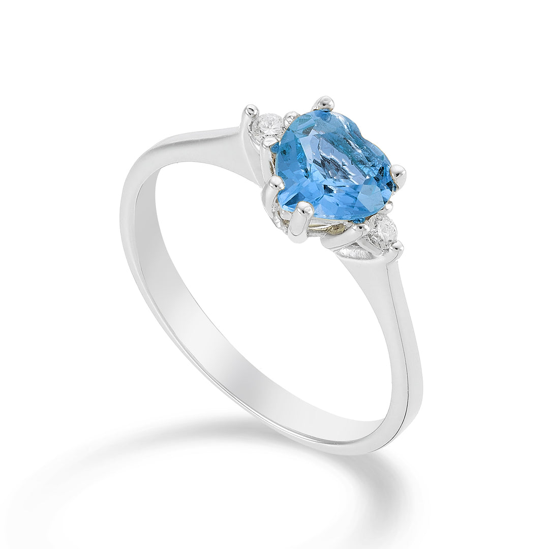 Nihama un coeur de topaze bleue 18 carats 6x6 ct.1,00 diam. ct.0,04 NACL198DITPAZ66O4