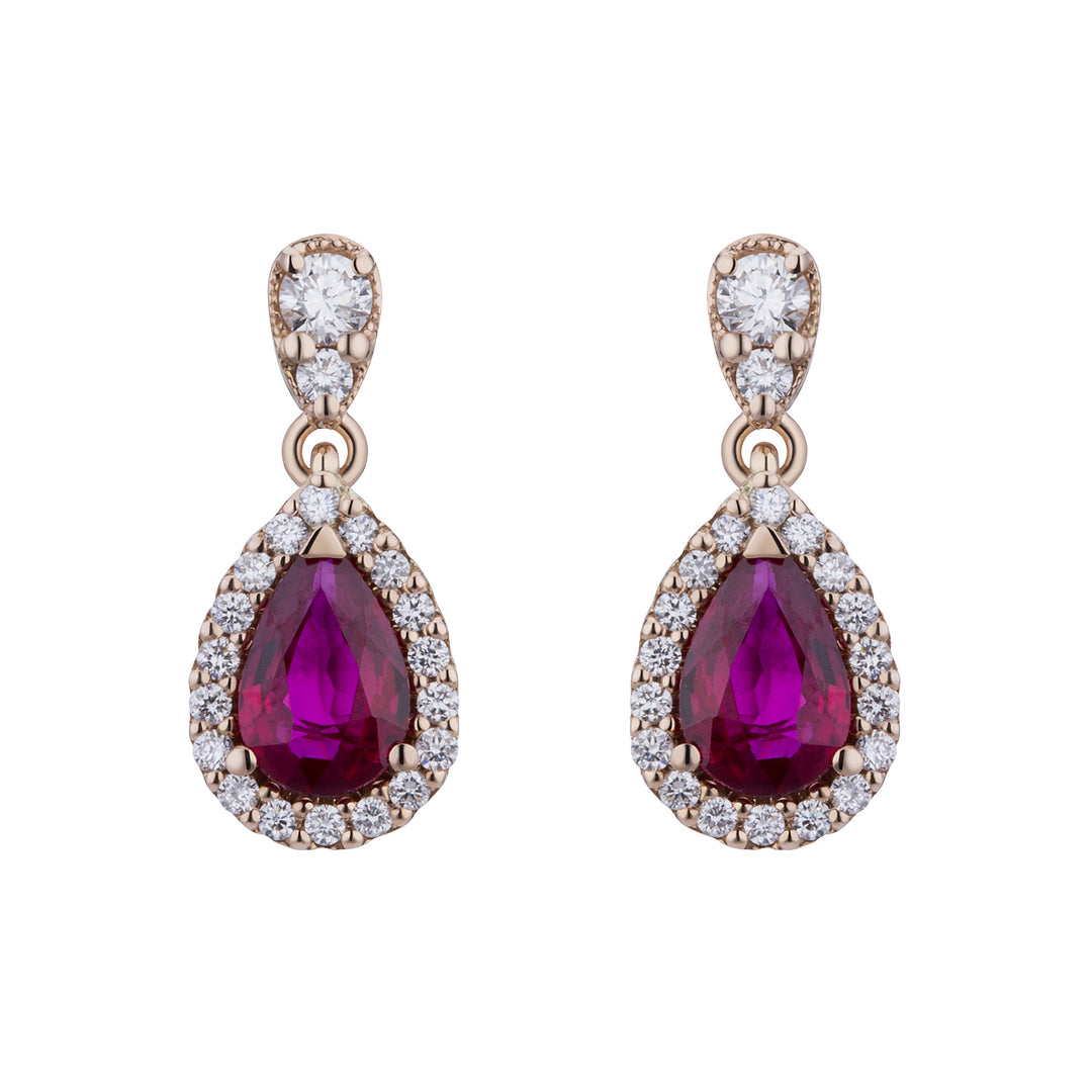 Golay robijnrode druppeloorbel 6x4 en diamanten ORB300RU-22125110028