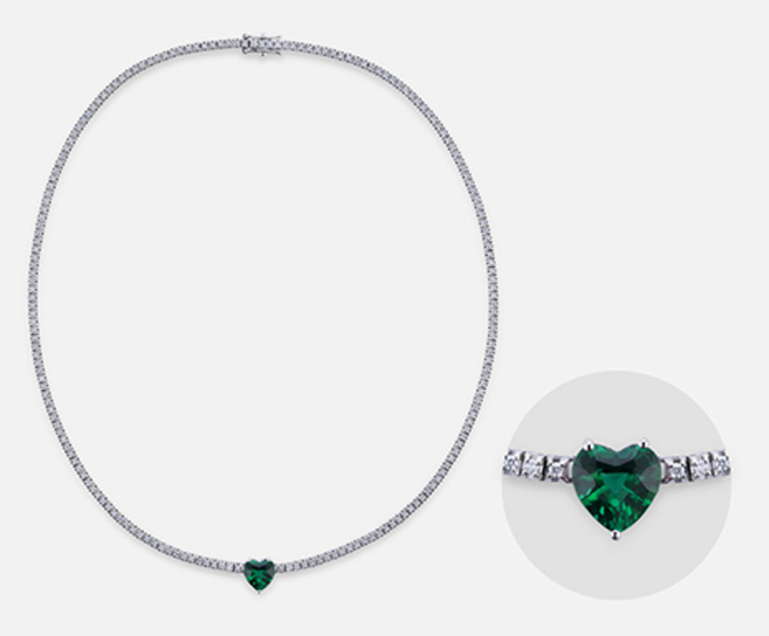 X-Diamond cl tennis 9kt laboratoire g.d. coeur vert ct. total 3,28 XDGTQ07WBS375