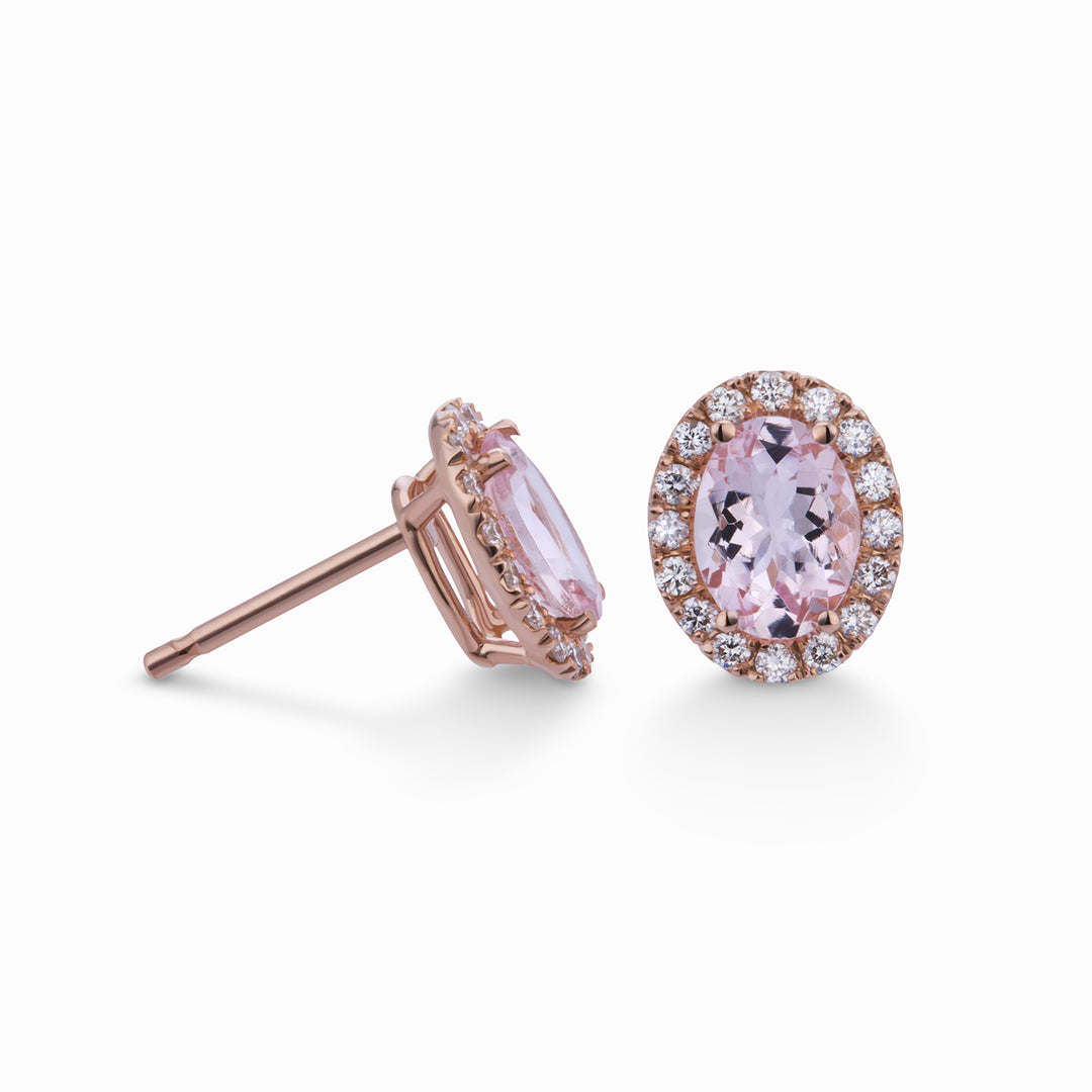 World Diamond Group 8x6 ovale Morganit-Ohrringe und Diamanten OCL070DIMO68-23166110342