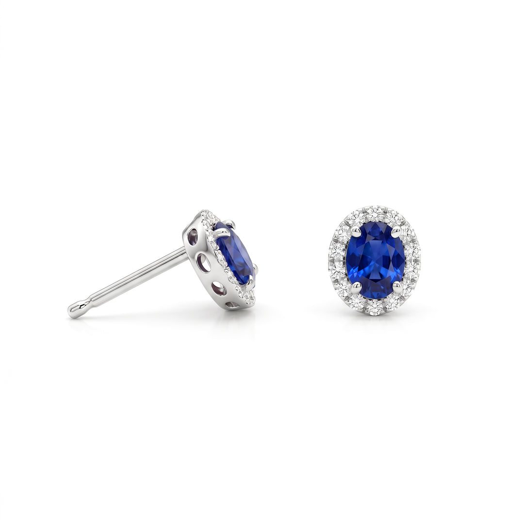 Nihama oder 18 Karat ovaler Saphir 5x4 mit Diamantkontur NO5184O4ZFD