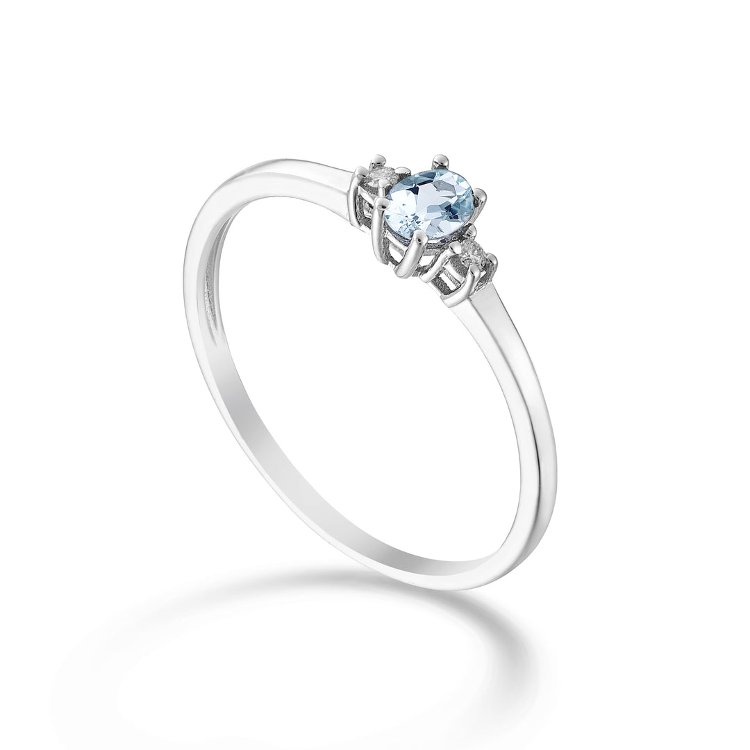 Mikiko une aigue-marine ovale 9k 4x3 ct.0,14 diam. 0,02 ct MA5190R4AM